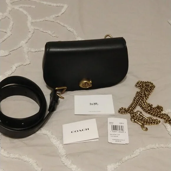 COACH SADDLE BELT BAG in supple black leather - Picture 13 of 16